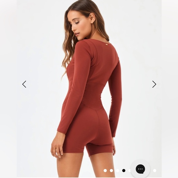 New L Space Alister Romper Umber Long Sleeve Athletic Yoga Gym Active Medium - Picture 6 of 16